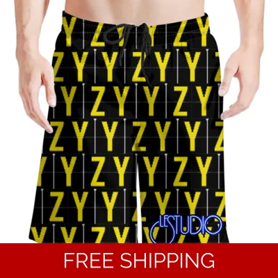 Le Studio YYZ Yellow Logo Beach Shorts